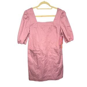 NWT LDT Alice Ruched Short Puff Sleeve Square Neck Mini Dress Size 8